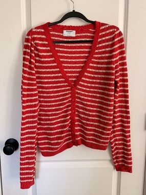 Old Navy red and white striped cardigan